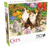 Buffalo Games - John Francis - Cat Flora - Rompecabezas de 750 Piezas para Adultos - Rompecabezas desafiante Noches de Juegos - El tamaño Final es de 24.00 x 18.00