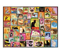 Buffalo Games - Lewis T. Johnson - Gatos en sellos - Rompecabezas de 750 piezas para adultos - Rompecabezas desafiante, perfecto para noches de j