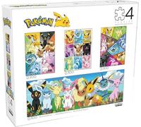 Buffalo Games Pokémon Eevee Montage Set de 4 rompecabezas desafiantes para adultos, múltiples piezas, ideal para noches de juego, tamaño final variable