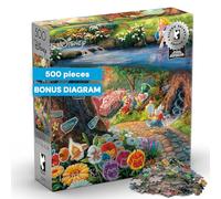 Buffalo Games - Rompecabezas de 500 piezas de Alicia en el país de las maravillas de Disney, obra de arte de Thomas Kinkade Studios, edición Silver Select
