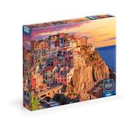 Buffalo Games - Sapphire Select - Cinque Terre Sunset - Rompecabezas de 1000 piezas - Desafiante y divertido - Tablero de rompecabezas con respaldo azul - Caja de exhibición de regalo - Póster de