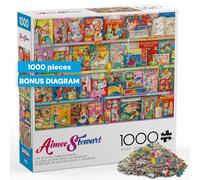 Buffalo Games - The Kitschy Funbook Nook - Rompecabezas de 1000 piezas para adultos - Obra de arte colorida de collage de Aimee Stewart - Libros retro y escena de arte - Rompecabezas desafiantes para