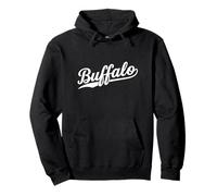 Buffalo New York Cool Retro Script 1970s Texto Blanco Vintage Sudadera con Capucha