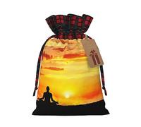 Buffalo Plaid Bolsas de regalo de Navidad con etiquetas, bolsas de dulces de Navidad, bolsas pequeñas de regalo de Halloween, bolsas de regalo, meditación de yoga