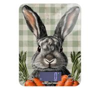 Buffalo Plaid Bunny Zanahoria Báscula de alimentos impermeable para cocina, 11 libras/5.1 g, 5 kg/5 g, báscula de alimentos con 4 unidades para asar especias y cocinar (pilas no incluidas)