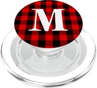 Buffalo Plaid Monograma Personalizado Letra Inicial M PopSockets PopGrip para MagSafe