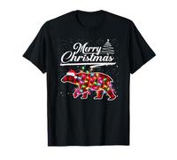 Buffalo Plaid Polar Bear Christmas Lights Family Matching PJ Camiseta