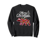 Buffalo Plaid Polar Bear Christmas Lights Family Matching PJ Sudadera