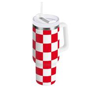 Buffalo Plaid - Vaso Coldee al vacío con popote resistente a fugas, botella de agua de acero inoxidable, boca ancha para camping, regalo para hombre y mujer