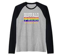 Buffalo Pride New York Gay Lesbianas Queer LGBT Rainbow Flag Camiseta Manga Raglan