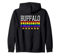 Buffalo Pride New York Gay Lesbianas Queer LGBT Rainbow Flag Sudadera con Capucha