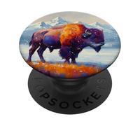 Buffalo Shirt American Bison Western Watercolor PopSockets PopGrip Adhesivo