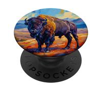 Buffalo Shirt American Bison Western Watercolor PopSockets PopGrip Adhesivo