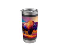 Buffalo Shirt American Bison Western Watercolor Vaso térmico de acero inoxidable de doble pared