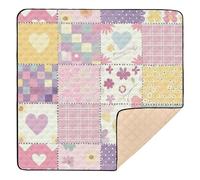 Buffalo - Tapete de juego acolchado suave con diseño de retazos pastel para el suelo, cómodo tapete de actividad para bebés y niños pequeños, 50 x 50 pulgadas