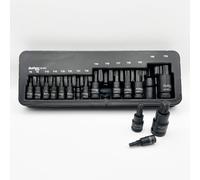Buffalo Tools Juego de 15 llaves de vaso Torx Star T6-T70, acero al vanadio duradero, acabado resistente a la corrosión, juego de herramientas con bandeja de almacenamiento TRX-Star 1/4, 3/8, 1/2