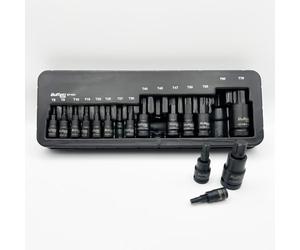 Buffalo Tools Juego de 15 llaves de vaso Torx Star T6-T70, acero al vanadio duradero, acabado resistente a la corrosión, juego de herramientas con bandeja de almacenamiento TRX-Star 1/4, 3/8, 1/2