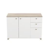 Buffet 3 puertas y 2 cajones decoración roble kronberg y blanco - l119,6 cm