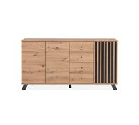 Buffet 3 puertas y 4 cajones decoración roble artesanal l160 cm - lublin