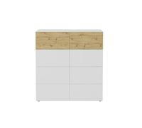 Buffet 8 cajones blanco brillante y decoración de roble belm 5 - l109 x h115 cm