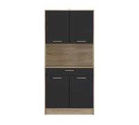 Buffet alto 4 puertas 1 cajón, decoración roble y negro - l83 x h176 cm - dolce