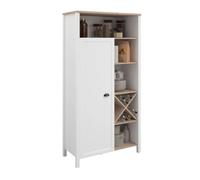 Buffet alto cocina con botellero coper 1 puerta 9 estantes estilo nórdico color blanco y roble jackson 95x185 cm