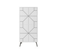 Buffet alto de 4 puertas blancas con decoraciones negras h136 cm - dune