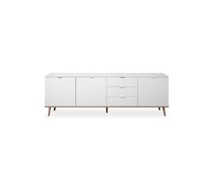 Buffet bajo 3 puertas 2 estantes 3 cajones l200 cm - copenhague