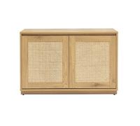 Buffet bajo acabado en madera clara roble y tejido de ratán L96 cm SEVILLE