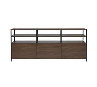 Buffet bajo acabado madera oscura nogal y metal negro L180 cm MAXENCE
