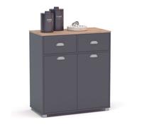Buffet bajo cocina asfeld gris grafito 2 puertas 2 cajones almacenaje mueble auxiliar 90x80x40 cm 90 cm