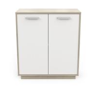 Buffet bajo de 2 puertas, decoración de madera y blanco, l78 cm - léo 78.1 cm