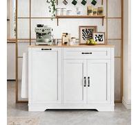 Buffet Blanc Avec étagères extractibles - Aparador de 3 portes et 1 tiroir, meuble de Rangement élégant Pour Salle à Manger, Salon et Cuisine