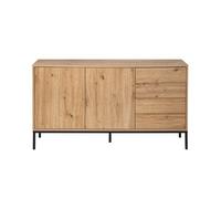 Calicosy - Aparador de 2 puertas y 4 cajones - Decoración de madera y patas de metal negro - Apertura Push & Pull - Colección Lenny - Salón Comedor - L 140 x 40 x H 80 cm