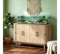Buffet de 6 puertas con estantes ajustables, antivuelco, color crema, diseño ovalado