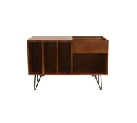 Buffet de almacenamiento de vinilos en madera de mango masivo teñido y metal L90 cm BOOGIE