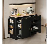 Buffet Noir Avec étagères extractibles - Aparador de 3 portes et 1 tiroir, meuble de Rangement élégant Pour Salle à Manger, Salon et Cuisine