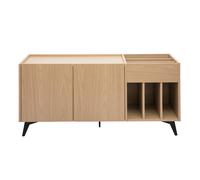 Buffet para almacenamiento de vinilos en madera clara acabado roble y metal negro L140 cm SEDA