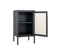 Buffet pequeño 1 puerta 38x35x70 cm en vidrio y metal negro