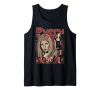 Buffy Multi-Scene Collage Vintage Red Tone Y2K TV Show Camiseta sin Mangas