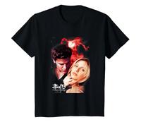 Buffy The Vampire Slayer Buffy & Angel Vintage Poster Camiseta, Niños, Negro, 12 años