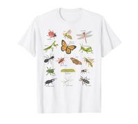 Bug Learning tee, Insect Kids tee Educational Nature Science Camiseta gráfica económica, Hombre, Blanco, S