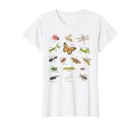 Bug Learning tee, Insect Kids tee Educational Nature Science Camiseta gráfica económica, Mujer, Blanco, S