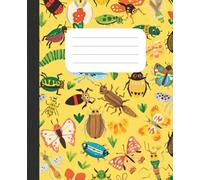 Bug Pattern Composition Notebook: Yellow Background - Abstract Caterpillars, Beetles, Fireflies & Garden Bugs Notebook for Kids | Wide Ruled | 7.5 x ... for School, Journaling & Creative Writing