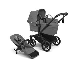 Bugaboo Donkey 6 carrito individual convertible en doble y gemelar, carrito para recién nacido y niño pequeño, doble almacenamiento y cesta lateral, manejo con una sola mano, Moon Grey