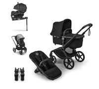 Bugaboo Fox 5 Renew Pack, Carrito de Bebé 3 en 1 Todoterreno, Sistema de Viaje Completo con Silla de Coche, Capazo Ergonómico, Fácil Plegado, Asiento Extensible, Chasis Negro y Capota Heritage Black