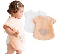 Bugalin Baberos bebe impermeables - Babero Con Manga Corta - Bebe BLW | Fáciles de Poner y Limpiar| Ideal para Comer y Pintar | Tela Rizo 100% Algodon y Impermeable | Fabricados en España