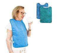 Bugalin Baberos Impermeables para Adultos y Mayores - Pack de 2 Reutilizables y Lavables con Goma Ajustable - Tela de Rizo Exterior y Plástico Interior (OCEAN)