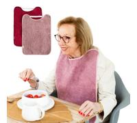 Bugalin Baberos para Adultos - Pack 2 | Impermeables, Reutilizables y Lavables | Con Goma Ajustable | Tela Exterior Rizo e Interior Plástico | Baberos para Mayores y Niños Mayores (BERRY)