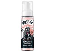 Bugalugs Champú para perros de papaya y coco sin enjuague - Champú y acondicionador seco 2 en 1 para perros - Champú natural eliminador de olores con perfume para perros ducha rápida para mascotas